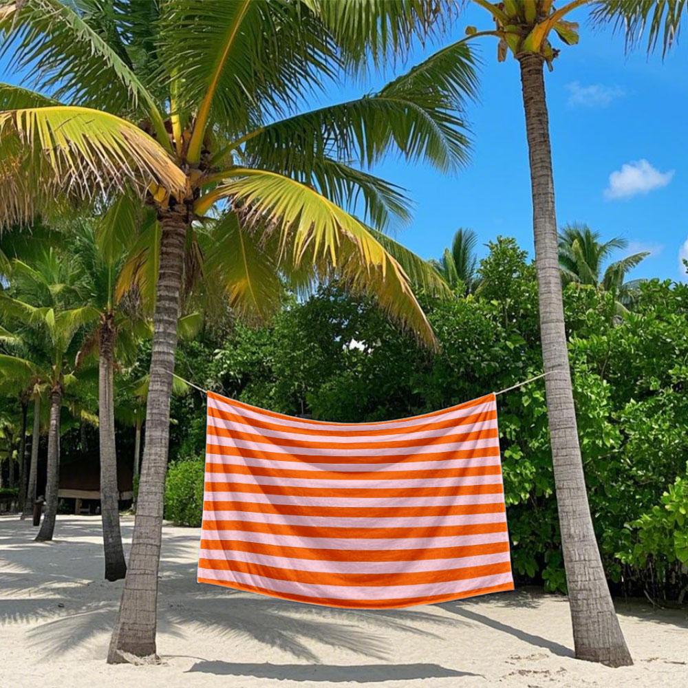 Bold Orange & Pink Stripes Quick Drying Bath Towel Microfiber Beach Towel Light Weight Swimming Camping Yoga Beach Out