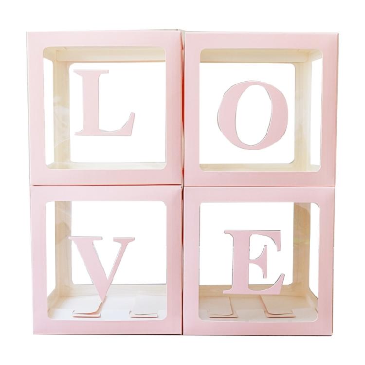 Set of 4 Baby Boxes with Letters Wedding Birthday Party Decoration Photo Props
