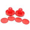 4 Stücke Air Hockey Tisch Goalies mit Puck Filz Pusher Griffe Mallet Grip Rot 96mm