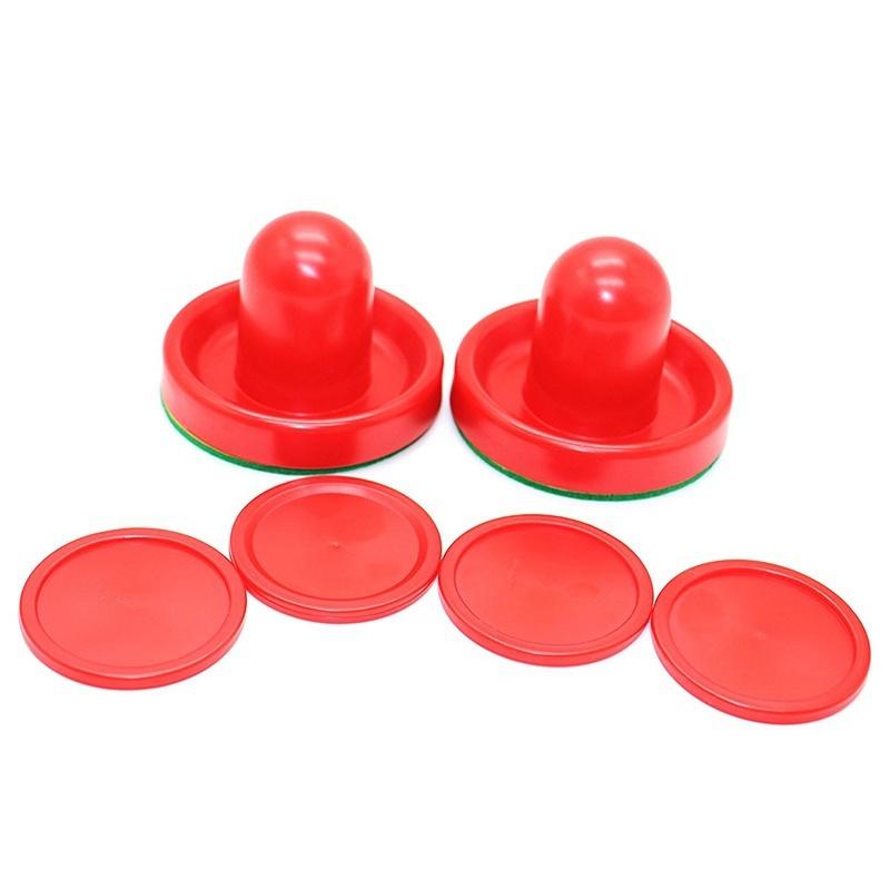 4 Stücke Air Hockey Tisch Goalies mit Puck Filz Pusher Griffe Mallet Grip Rot 96mm