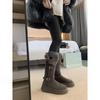 Buckle Thick-soled Fluffy Flanged Thermal Cotton Shoes Medium and Long Snow Boots Winter Models