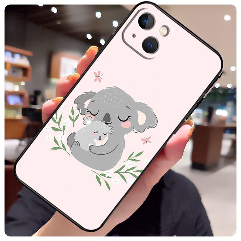 Cartoon Painting Animal Koala Phone Case For iPhone 16 11 12 13 Mini 14 15 Pro Max X XS Max XR Plus Cover Bag