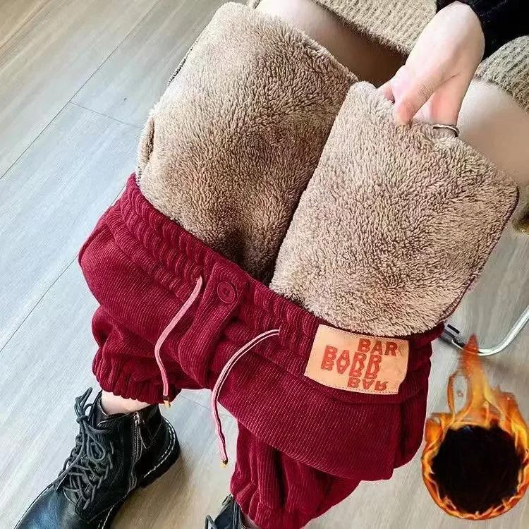 Thick Women's Plush Pants Winter New Loose Versatile Extra Thick Warm Pants Extra Thick Lamb Fleece Women's Harlan Pants