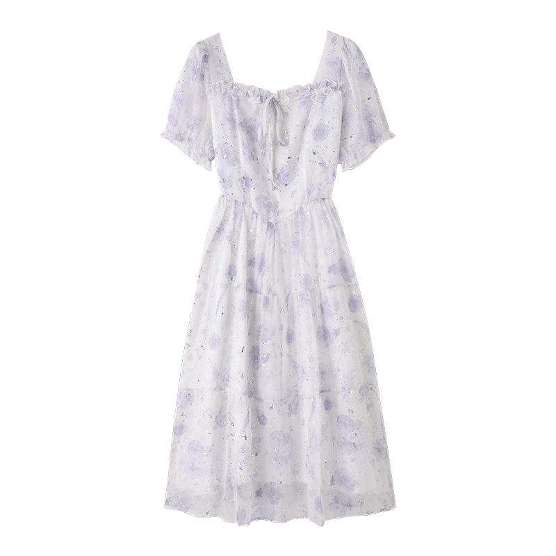 

Нежное и элегантное платье с цветочным узором на лето с зауженной талией 2XL фиолетовый