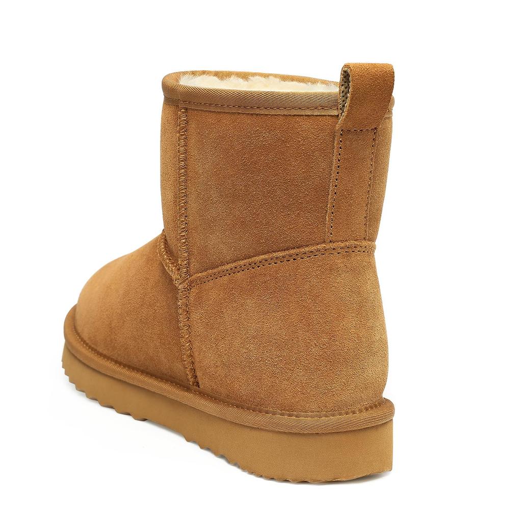Evshine Winter Mini Schneestiefel für Damen Plüschgefüttert Warme Wildleder Schneestiefel Bequeme Fuzzy Stiefel Pelz Hausstiefeletten Damen Schneestiefel