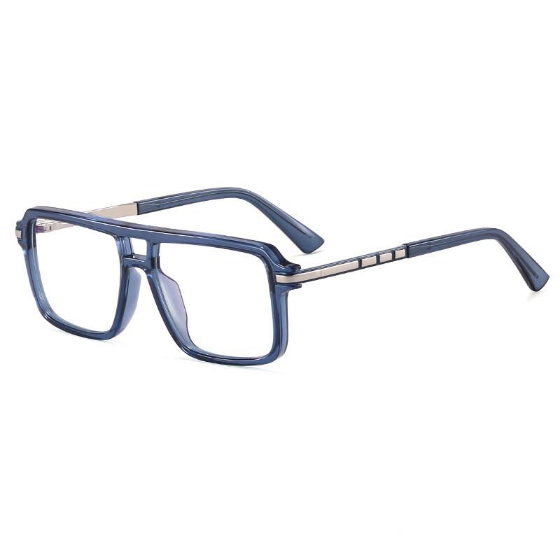 Retro Men Square Big Frame Reading Glasses Blue Light Blocking Presbyopic Eyewear Trendy Male Double Bridge Design