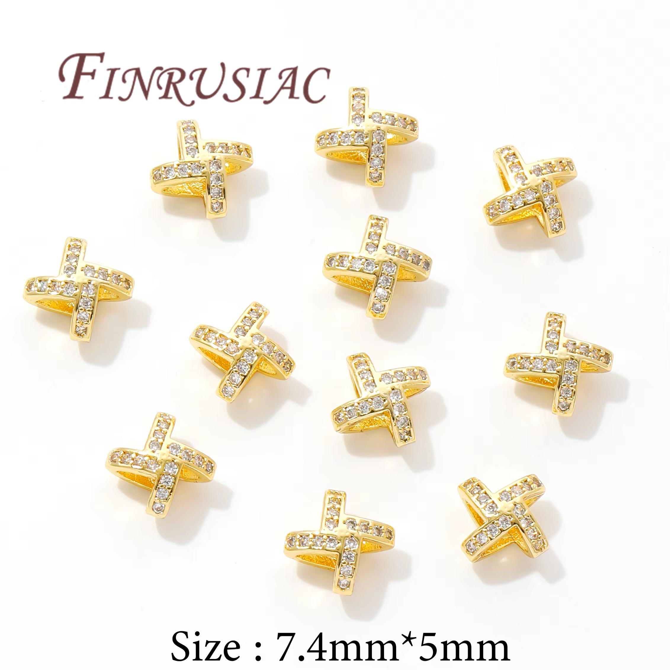 

2/4/6Pcs 18K Gold Plated X-Shaped Spacer Beads For Jewelry Making,Zircon Bead Separators,DIY Bracelets Accessories 2 pieces