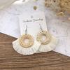 Holiday Style Handmade Grass Rattan Woven Earrings Retro Fringed Simple Stud Earrings Temperament Versatile Women's Earrings