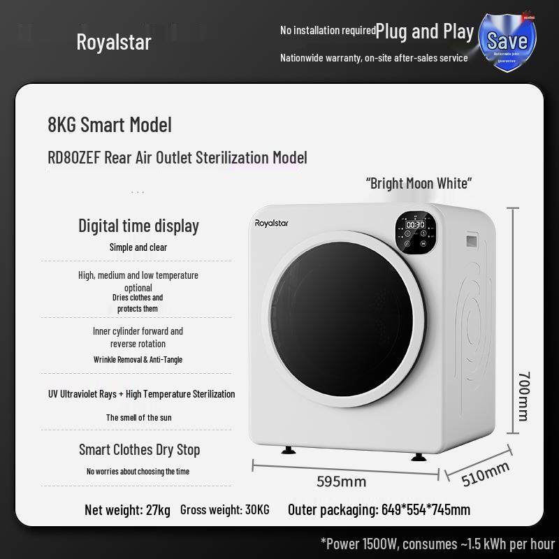 Wall-Mounted Smart Drum Dryer: Fast Drying & Sterilization with Mite Removal for Household Use