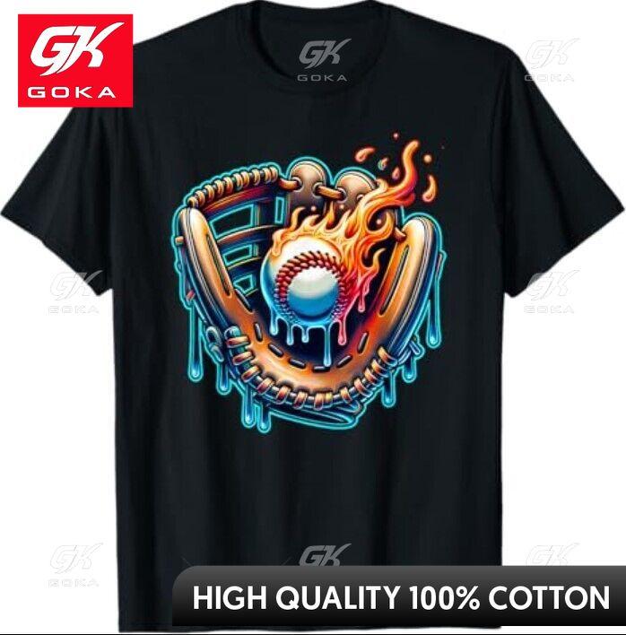 Baseball Glove Drip Baseball Drip Baseball Ice Cream Drip Graphic T Shirts Unisexs Clothing Cotton Women Funny Summer Tshrits S