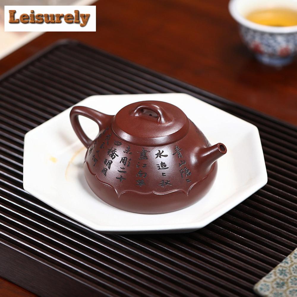 320ml Orijinal Yixing Mor Kil Çaydanlıkları Ham Cevher Demir Kırmızı Ejderha Kan Kum Çaydanlığı Su Isıtıcısı Çay Töreni Özelleştirilmiş Çay Takımı