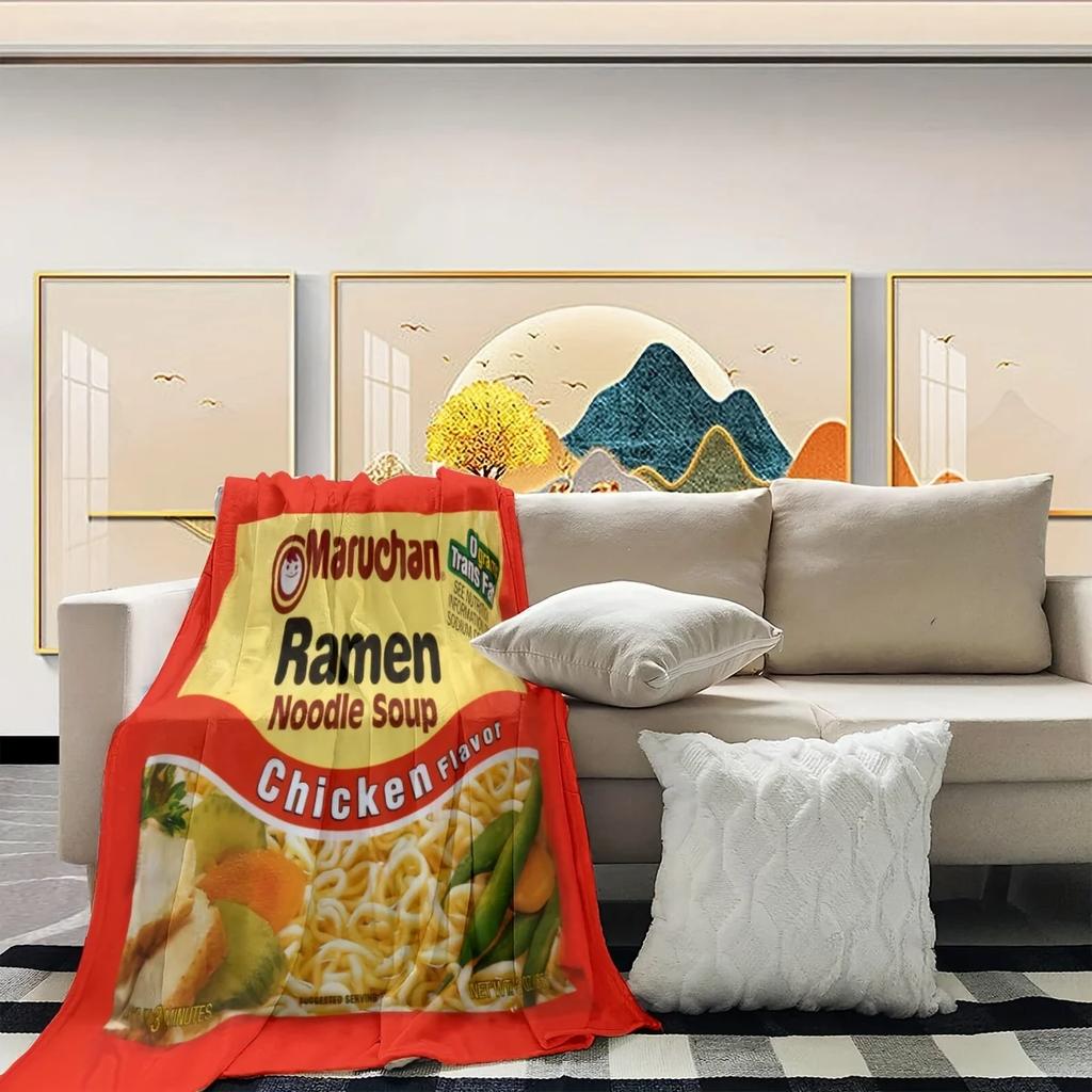 Ramen Noodle Soup Digital Printed Flannel Blanket Soft Throw Blankets For Car Sofa Couch Bed Office Camping