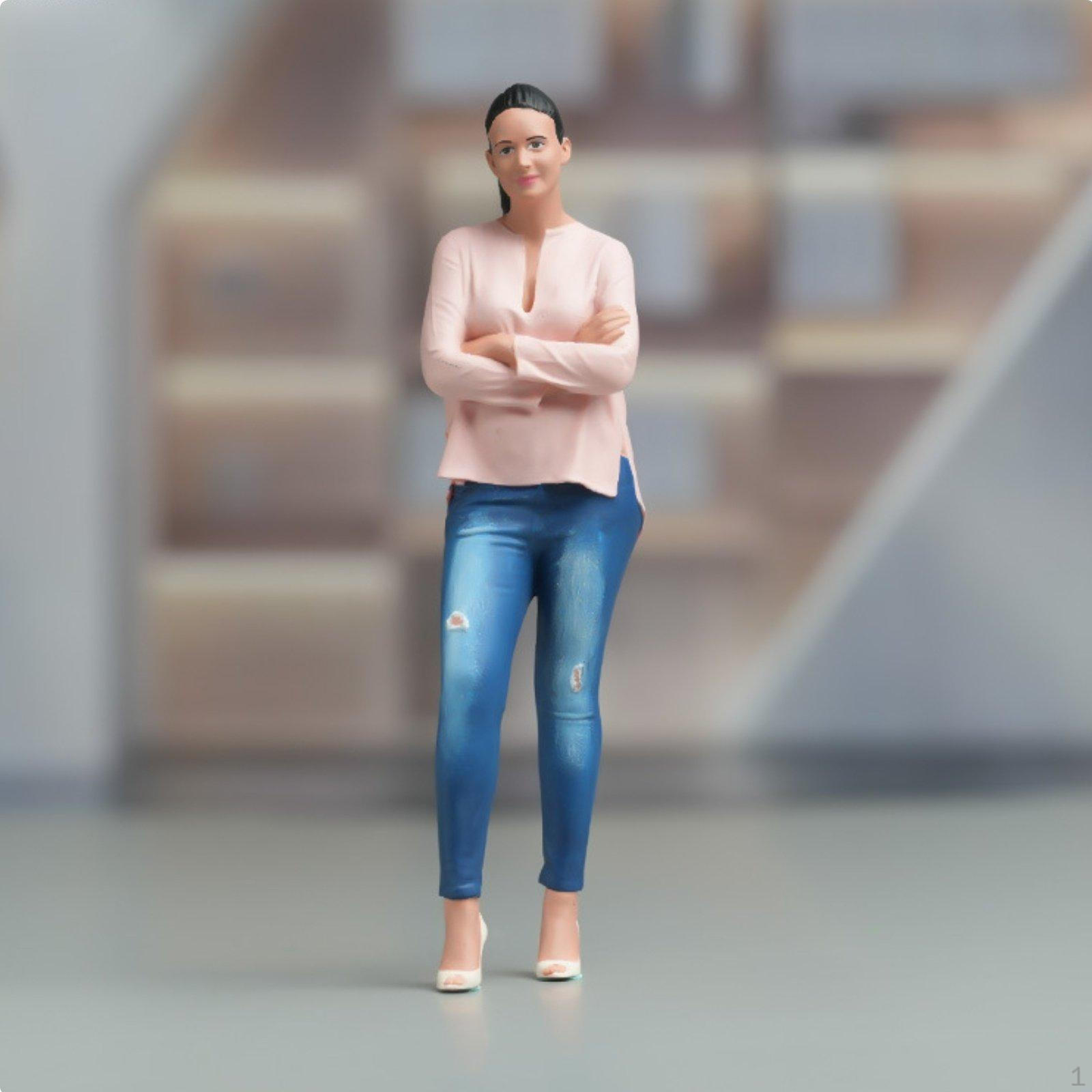 Scaled Miniature Ponytail Girl Figurine Highly Detailed Painted Mini Female Figure Resin Material
