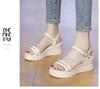 Fashion 2025 Buckle Strap Chunky Sandals Women Summer High Platform Wedges Slippers Woman Bling Decoration Thick Bottom Slides Pumps