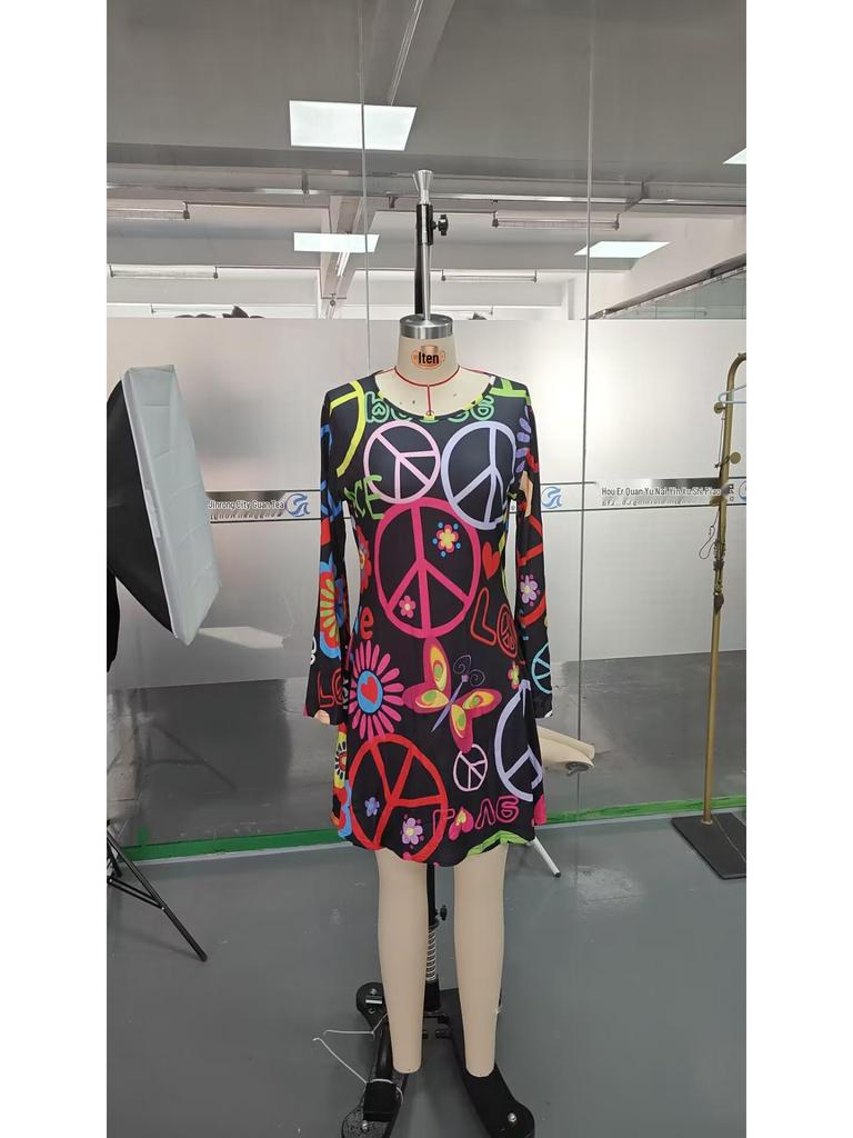 European & American Women's Retro Hippie Dress with Headscarf - Fresh & Sweet Festival Style