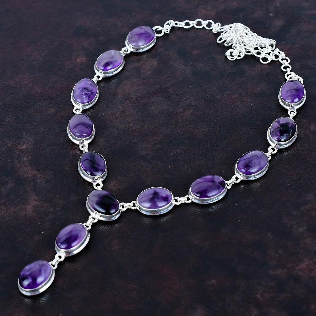 Star Amethyst Necklace 925 Sterling Silver Necklace Gemstone Adjustable Chain Necklace Handmade Jewelry Brand New Necklace Gifts for Friend