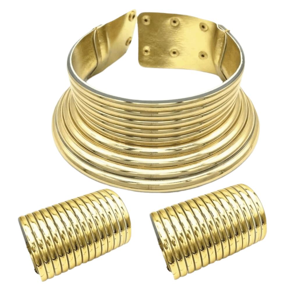 3 PCS Adjustable African Collar Bracelet Set African Tribal Collar Bracelet Set  Ladies Personality