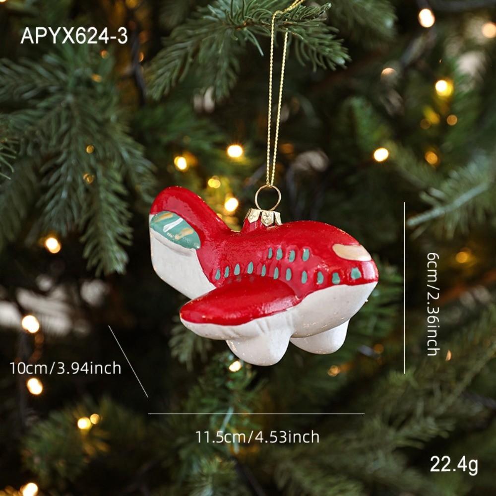 Red White Painted Christmas Ornaments Plastic DIY Christmas Tree Pendant Christmas Tree Hanging Ornaments