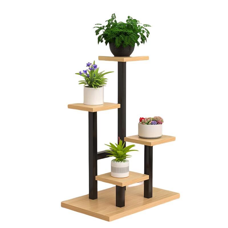 Movable Iron Art Flower Stand with Wheels