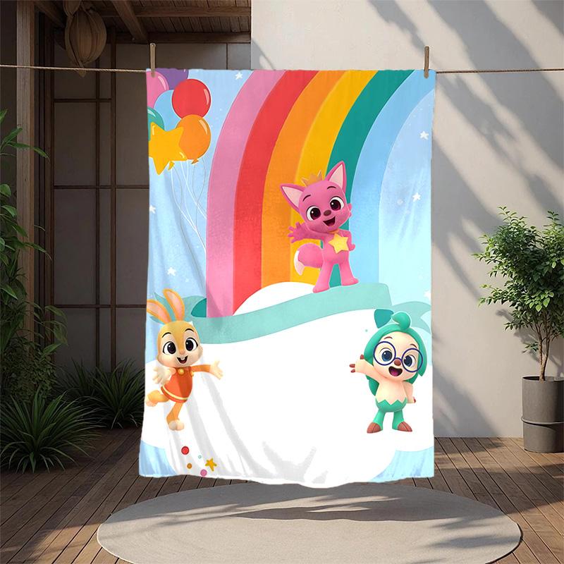Pinkfong Flannel Blanket Soft Warm All-Season Throw, Design for Camping, Car Travel, Hiking Sofa, Bed, Office Perfect Gift for Parties