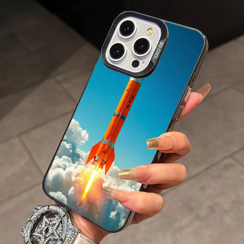 Launch the R-rocket Phone Case For iPhone 17,16,15,14,13,12,11 Plus,Pro Max,XS,Colorful Silver Black Cover