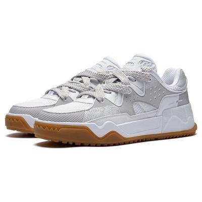 Li Ning FlashStar Slip Resistant Abrasion Resistant Low Top Skateboard Shoes Men's White Gray AGLT087-2
