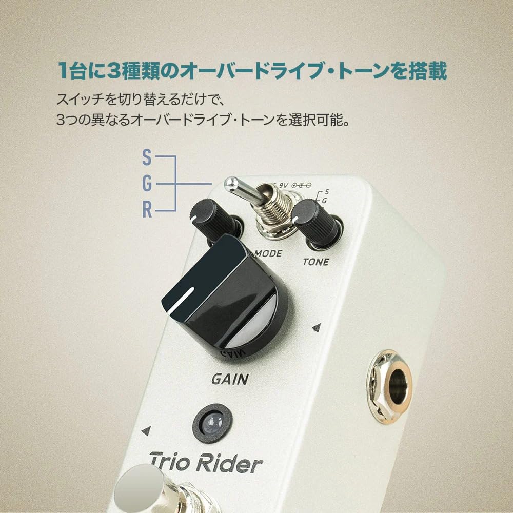 SONICAKE Trio Rider Guitar Pedal Mini Pedal for Electric Guitar and Durable Metal Footswitch Overdrive Pedal Trio Rider Bass,