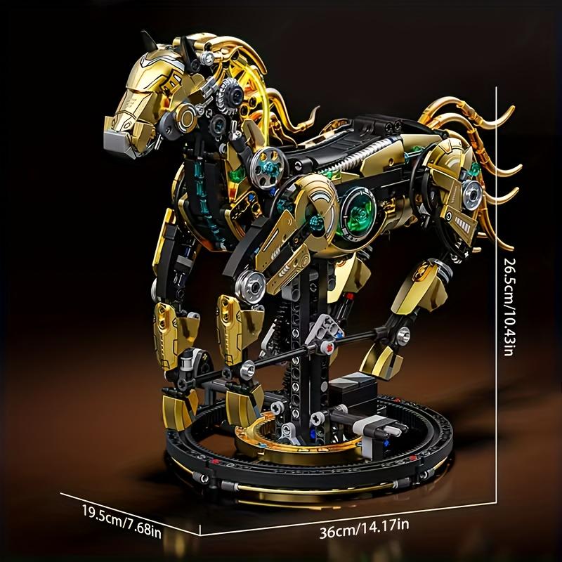 Mechanical Horse Building Block Set, 3D Assembled Robot Horse Model, Home Desktop Decoration Gift, Perfect Gift For Christmas, Halloween, Valentine'S