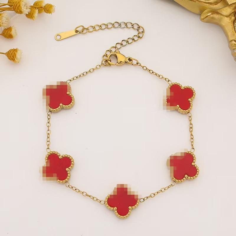 13mm Lucky Four-leaf Clover Bracelet Double-sided Titanium Steel 18k Color Preservation Fashionable and Versatile Jewelry