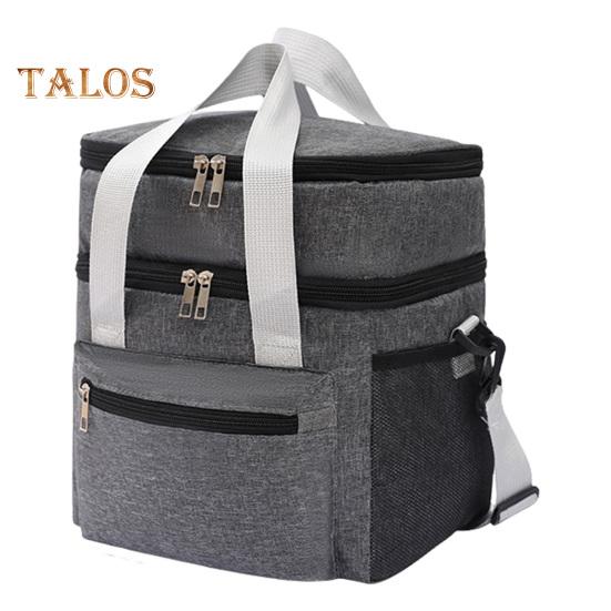 

Изолированная сумка для ланча, двухъярусная многоразовая сумка для пикника с карманом для телефонов, кошельков, утолщенной подкладкой, герметичная расширяемая сумка-холодильник для горячих и серый