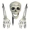 Halloween Light Up Skeleton Set,1 Skull And 2 Arms,Realistic Halloween Decorations,  for Halloween Party Cosplay,Halloween Gift