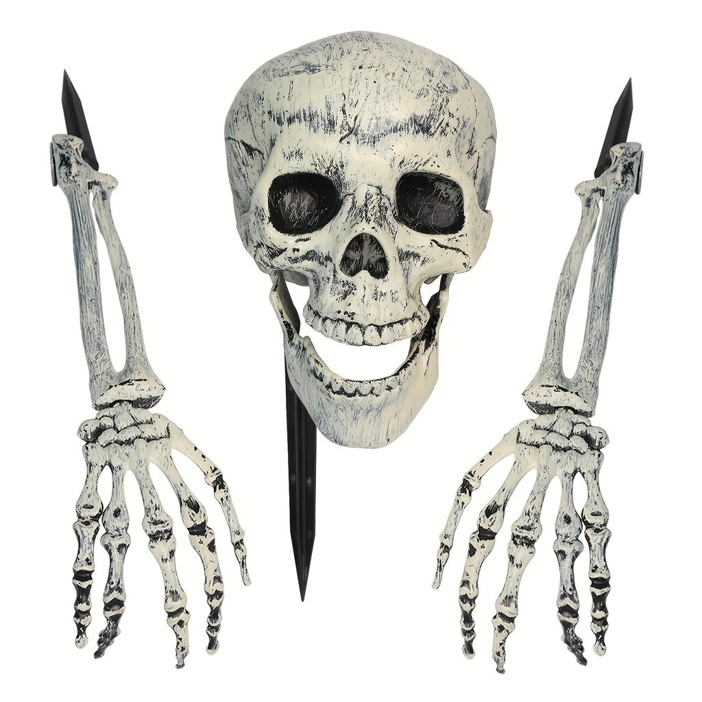 Halloween Light Up Skeleton Set,1 Skull And 2 Arms,Realistic Halloween Decorations,  for Halloween Party Cosplay,Halloween Gift