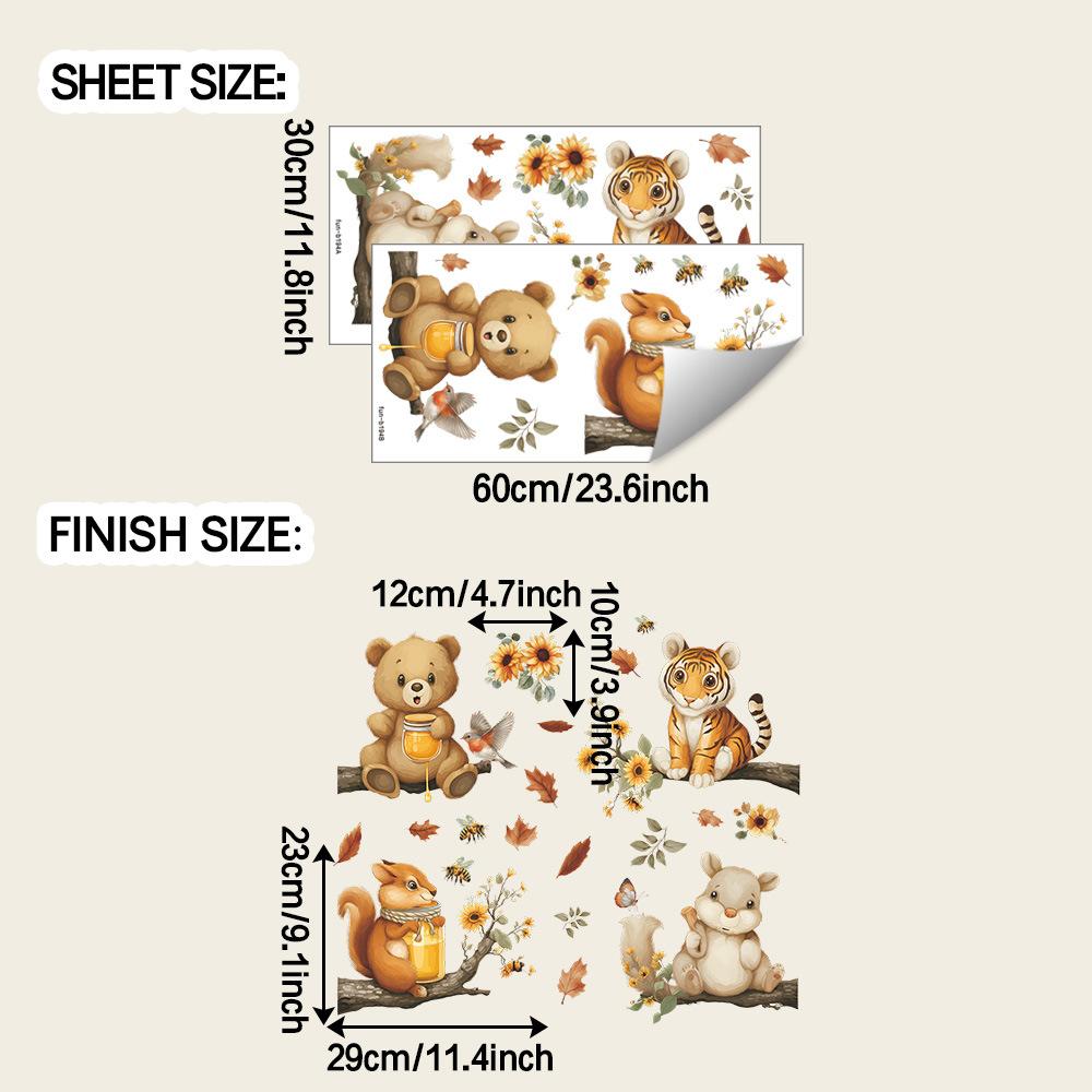 Cute Forest Animals and Leaf and Flower Bedroom Children's Room Decorative Wall Stickers