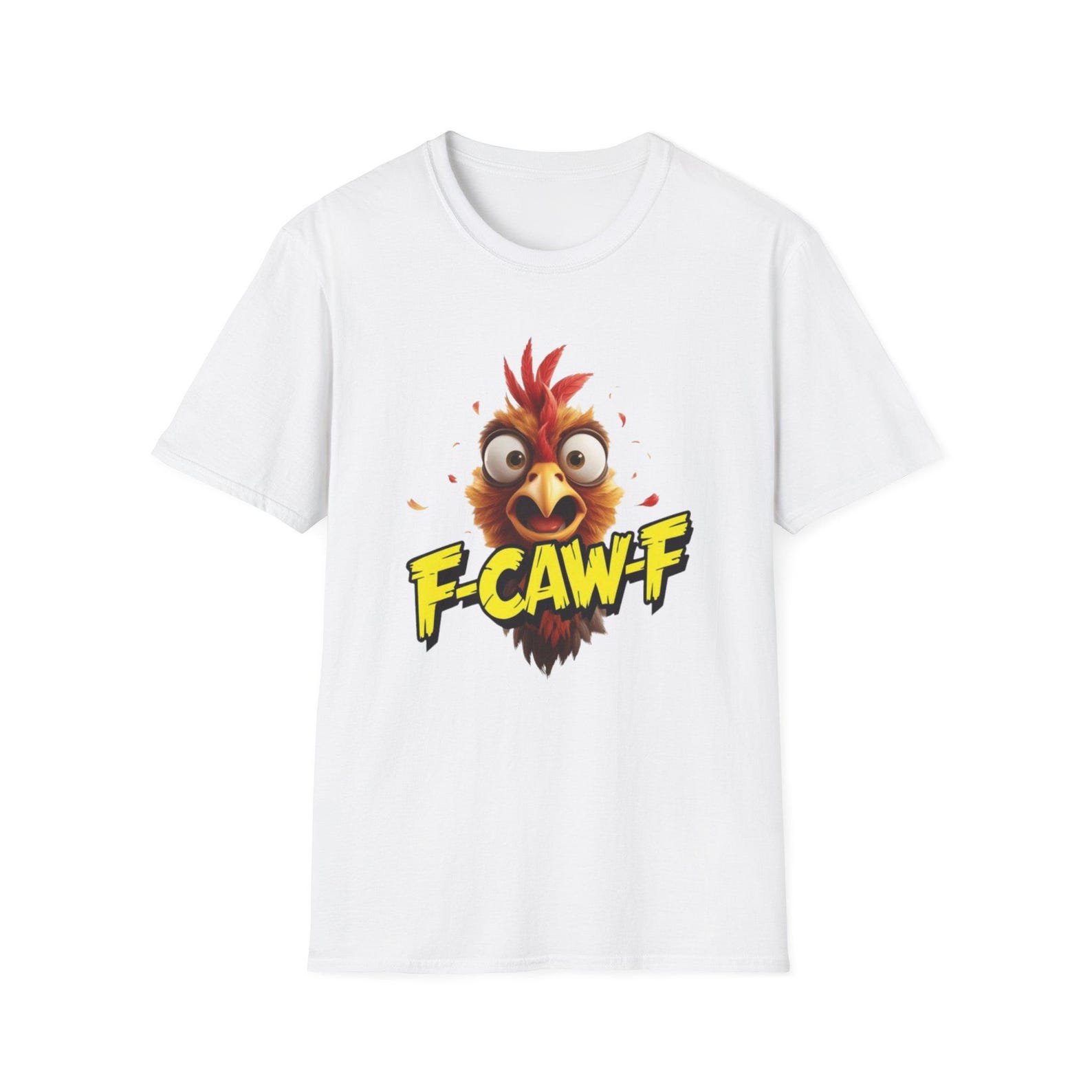 F-Caw-F Cartoon Chicken Face T-Shirt | Funny Rooster Graphic Tee 4XL