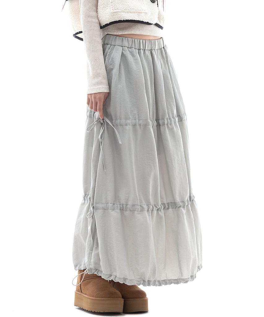 Plasma Sphere Giselle Skirt In Mint Grey (Shirred Long Skirt)
