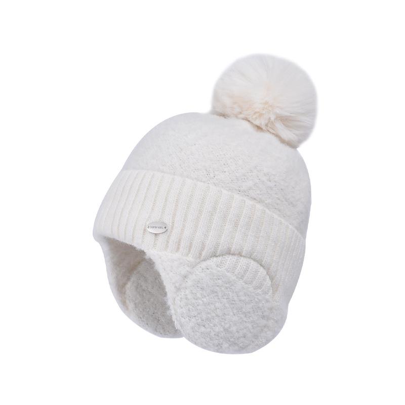 Winter Ear Protection Knitted Hat Versatile Face Small Wool Hat Cold Protection Warm Plush Ball Pullover Hat Children
