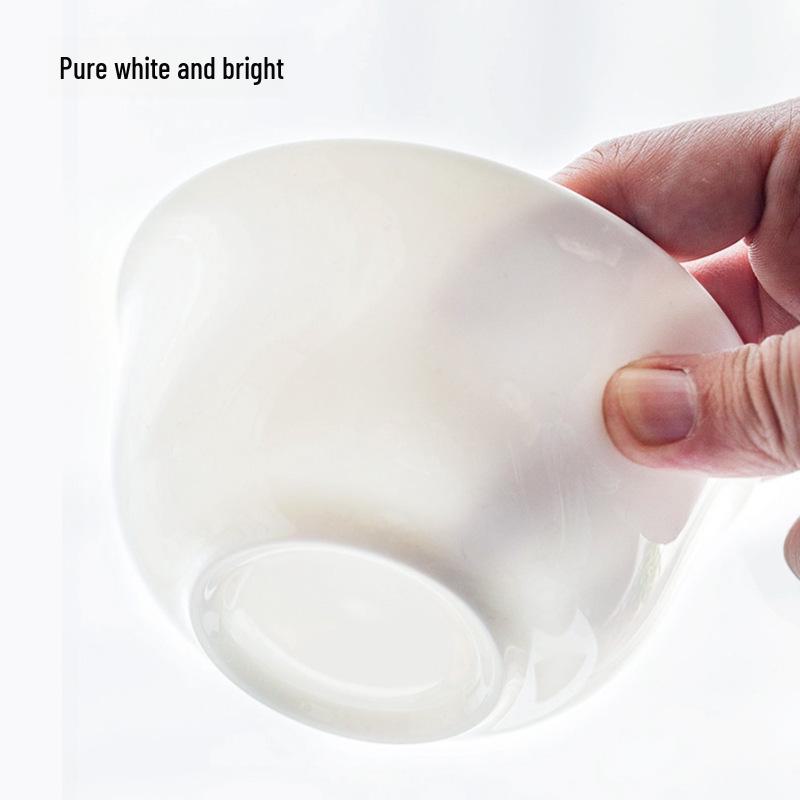 Jingdezhen White Porcelain Bowl Set - Includes Noodle and Soup Bowls with Chopsticks, Ideal for Home or Restaurant Dining