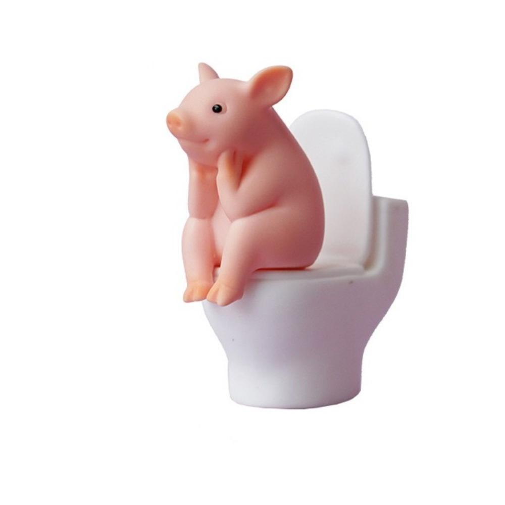 Mini Pig Desktop Ornaments Cartoon Toilet Pig Decoration Novelty Pig Figurine  Car Decor