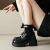 Thick-soled Heightening British Style Loafers Women's 2025 Autumn New Black Small Leather Shoes with Skirts Mary Jane Single Shoes