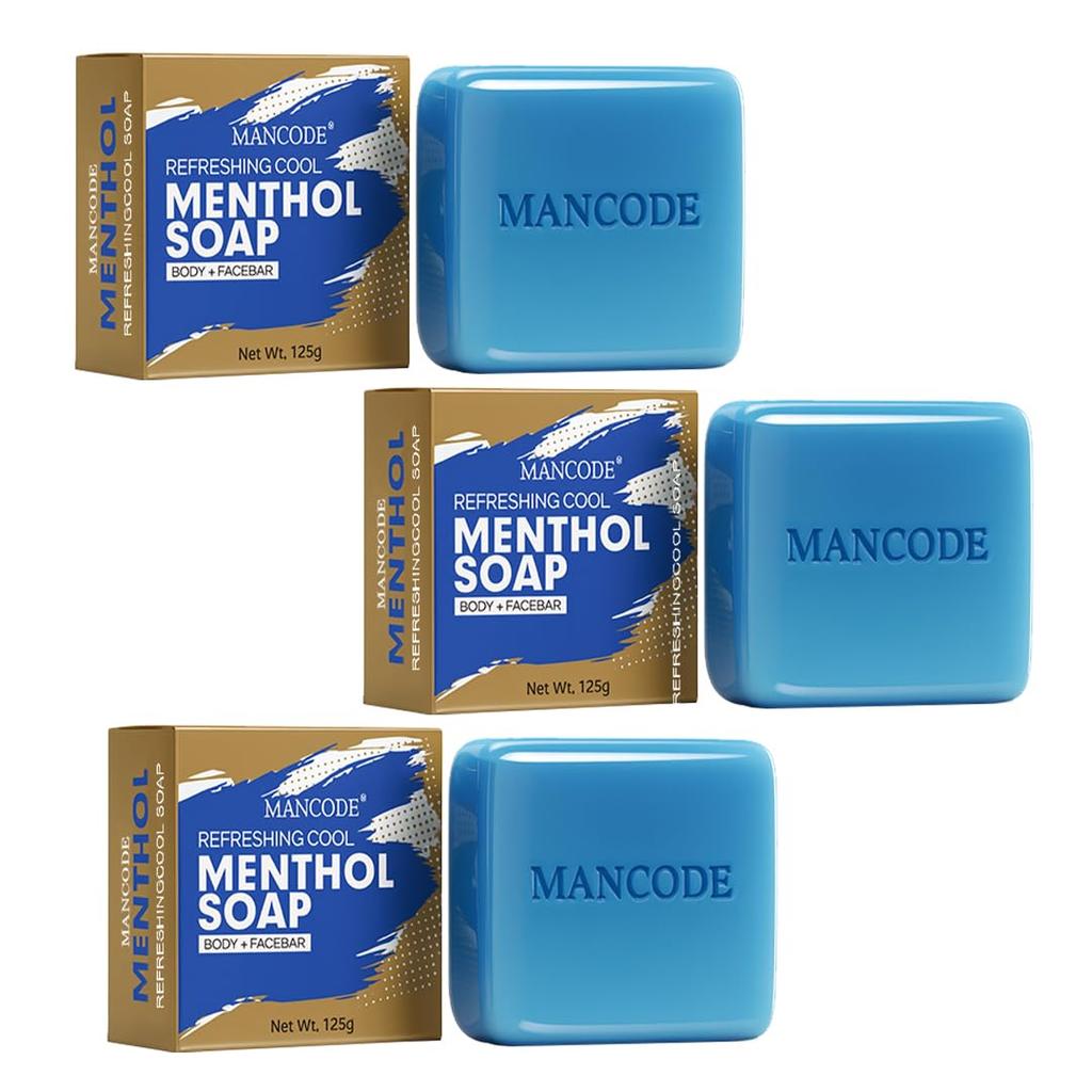 Mancode Erfrischende Kühle Mentholseife für Männer - 125 g | mit eiskaltem Menthol | Antibakteriell | Erfrischend | Schmutzentfernung | Natürliche Ayurvedische Kräuter