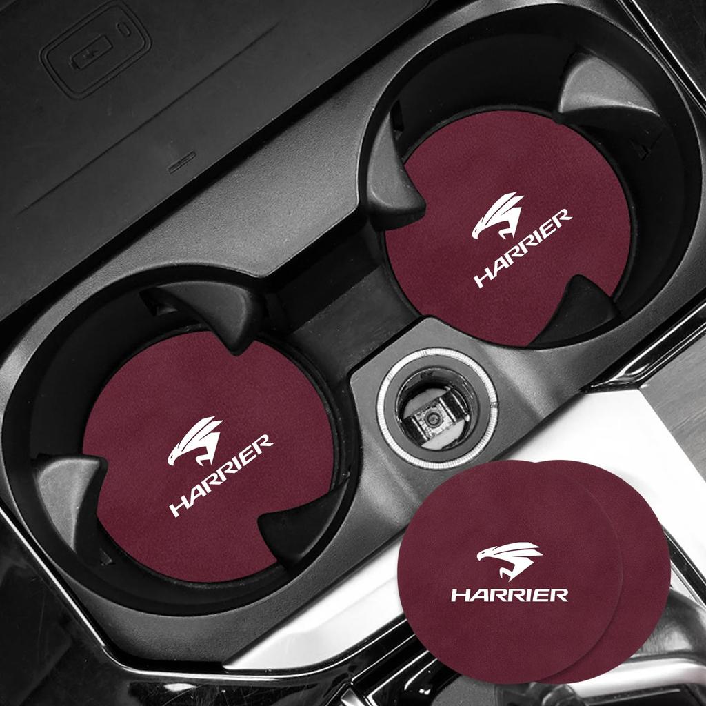 Car Cup Car Coaster for Toyota Harrier 60 Series 80 Series Vibration Leather Car Round 2 Pieces Wine Mat, GR, Anti-Slip Coaster, 7cm, (For Harrier,