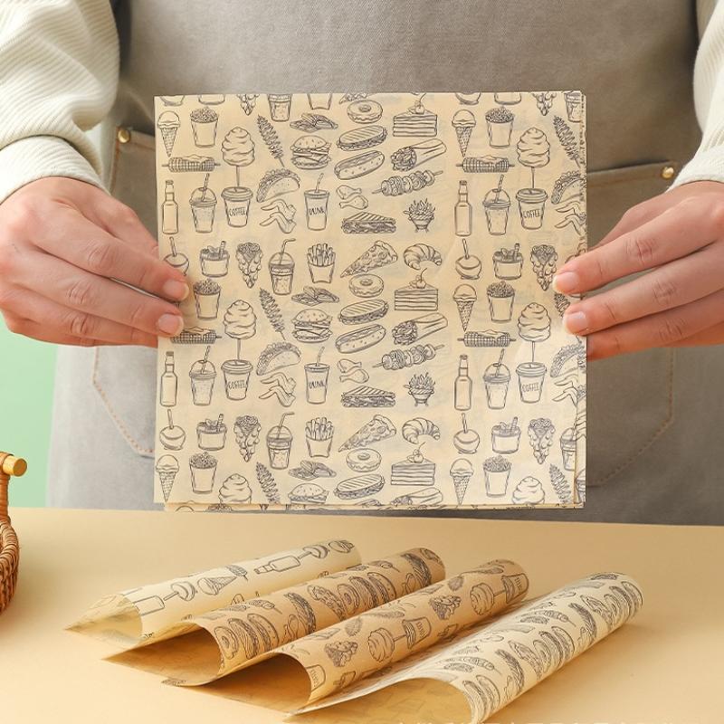100 Adet Yağ Geçirmez Pişirme Gıda Ambalajı Wax Kağıt Burger Patates Kızartması Sarma Yağlı Kağıt Mutfak Sandviç Ekmek Gıda Pişirme Aletleri