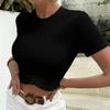 Round Neck Tassel Bottom Short T-shirt Spring/Summer New Women Slim Fit Crop Top Ladies Fashion Elegant Casual Solid Color Shirt Office Sweet Clothing