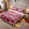 3pcs pink imitation relief Christmas dwarf print coreless duvet cover set soft dormitory bedroom multiple sizes machine washable