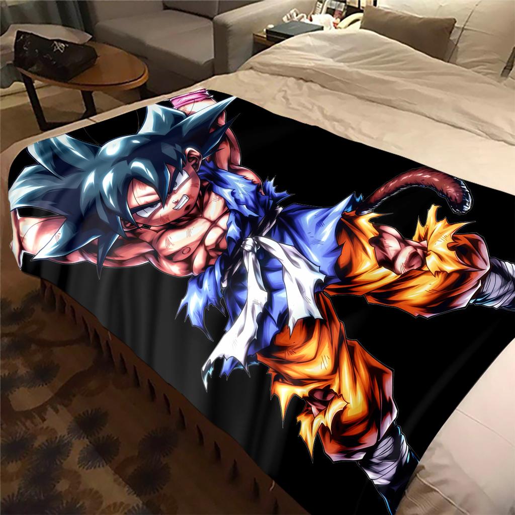 1 Stück Son Goku Druck Flanelldecke, Hohe Qualität für alle Jahreszeiten, Heimdekoration, Wärme und Komfort, Perfekt für Weihnachtsgeschenke