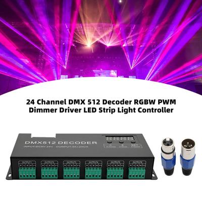 מפענח 24 ערוצים DMX 512 RGBW דימר PWM דרייבר בקר תאורת לד רצועתית