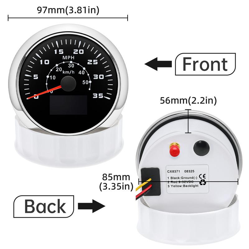 ZMFJH 0-50KMH, 0-30MPH 85MM GPS Tacho mit Antenne 7 Farbige Beleuchtung Geschwindigkeitsmesser Kilometerzähler Laufleistung COG TRIP Auto Auto Boot
