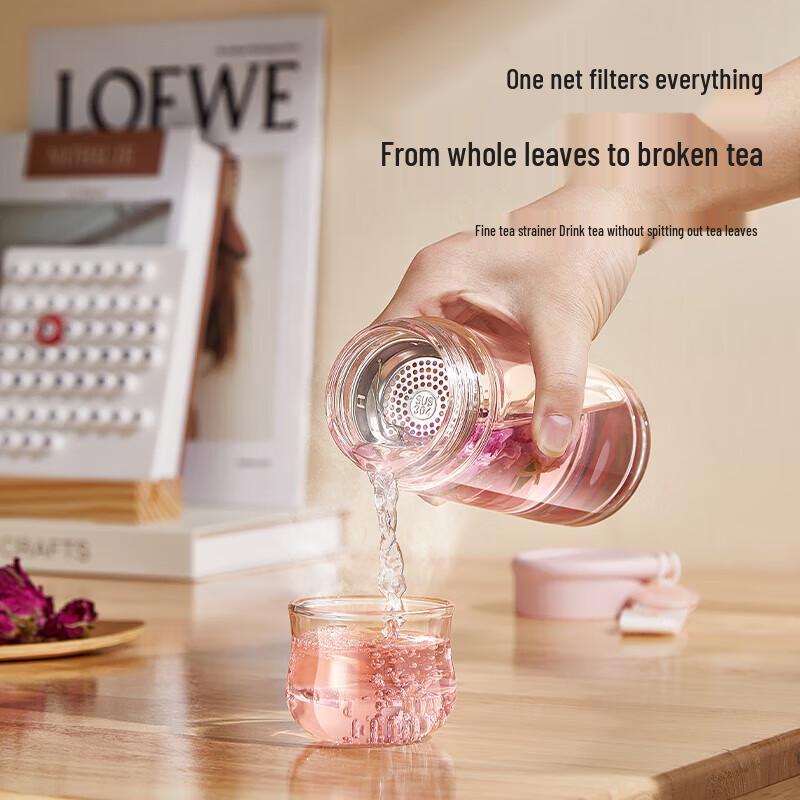 RELEA Double Wall Glass Tea Infuser Bottle