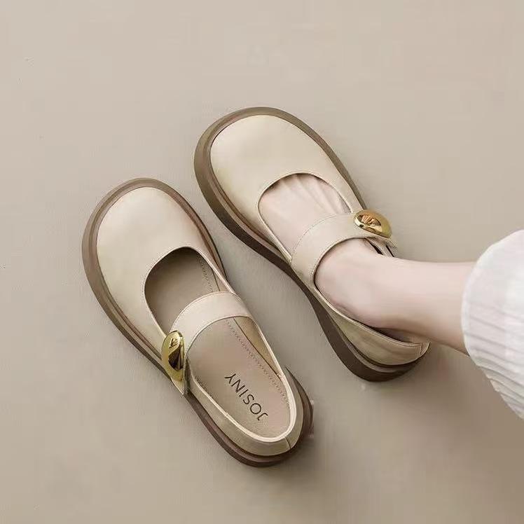 Muffin thick-soled Mary Jane shoes children's new autumn commuter single shoes light mouth versatile small leather shoes