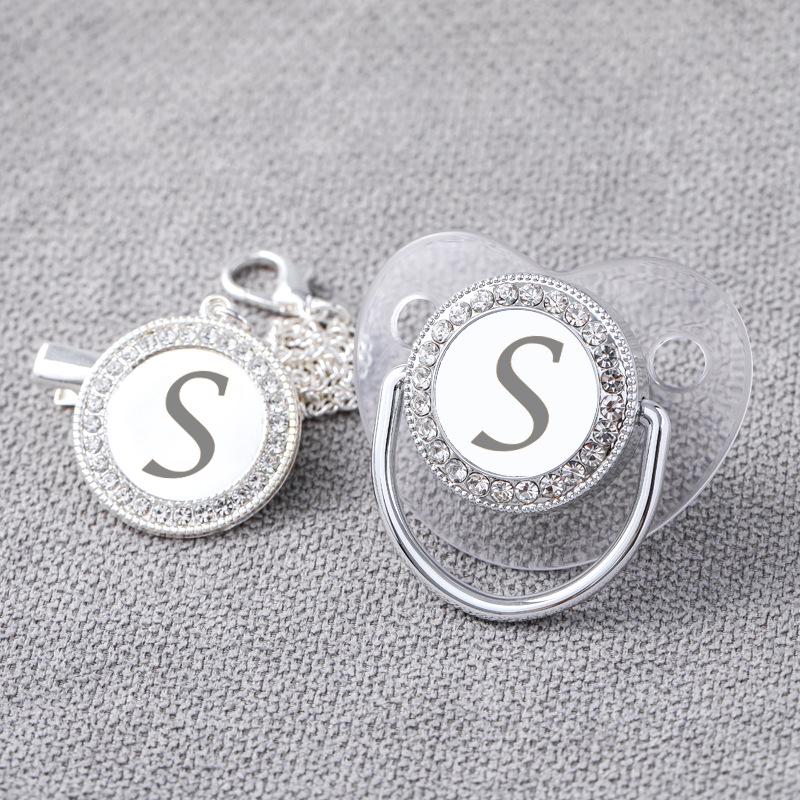 Transparenter Silber-Strassstein-Buchstaben-Schnuller mit Staubschutz